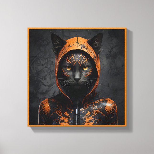 Toile Chat éffrayant d'Halloween caché (Recto)