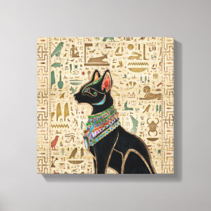 Toile Chat égyptien - Bastet sur le papyrus