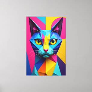 Toile Chat en pop art géométrique 3D
