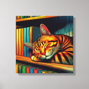 Toile Chat endormi de style bande dessinée