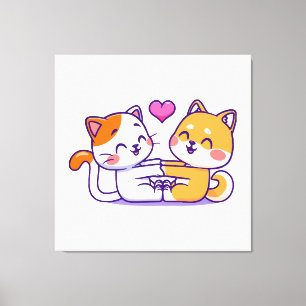 Toile Chat et Shiba Inu