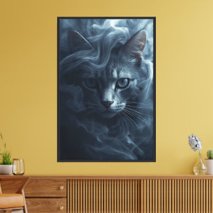 Toile Chat Éthéré dans la Fumée et le Brouillard – Mysti