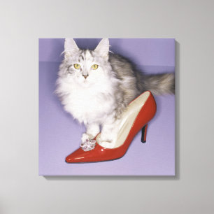 Toile Chat faisant un pas dans le talon haut