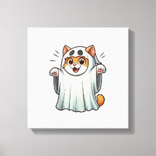 Toile Chat Fantôme Citrouille Halloween. Débardeur