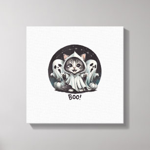 Toile Chat fantôme drôle Boo Halloween Animal Kitty fant