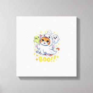 Toile Chat fantôme mignon d'Halloween Boo Chat drôle BOO