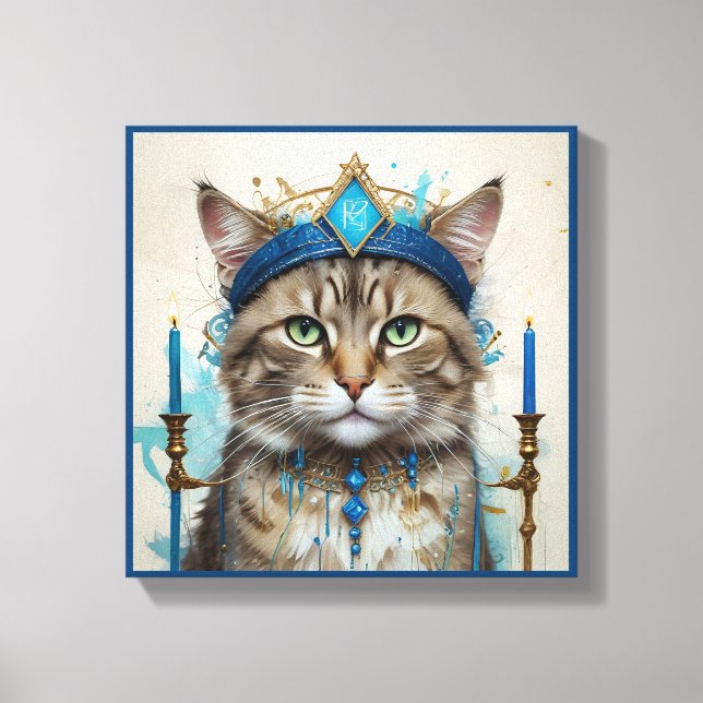 Toile Chat Festif dans hanoukka joueuse déguisement (Recto)