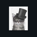 Toile Chat gris avec chapeau supérieur<br><div class="desc">Chat,  Gris avec chapeau supérieur par FabFunky. Comprend un chat dapper portant un tophat amusant et un monocle. | 191394D</div>