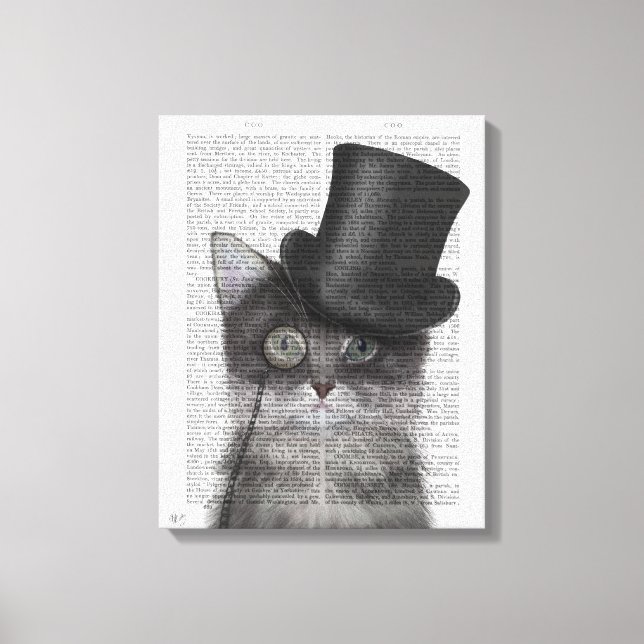 Toile Chat gris avec chapeau supérieur (Recto)