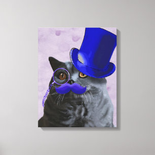 Toile Chat gris avec le casquette supérieur et la