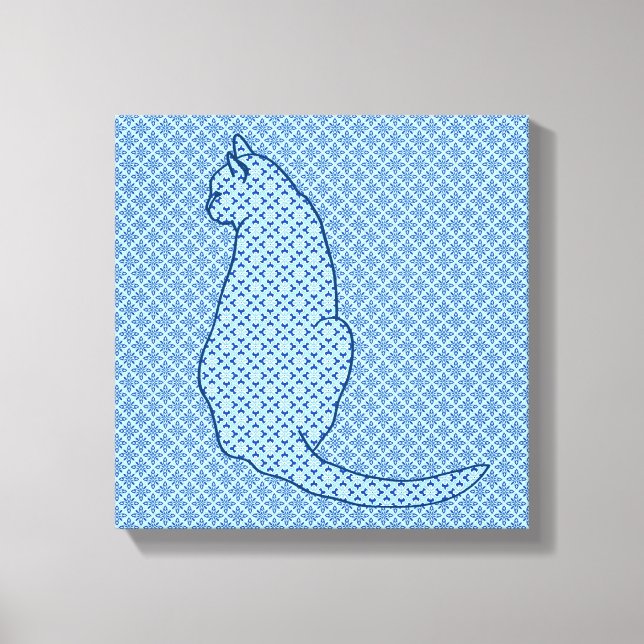 Toile Chat japonais - Kimono bleu (Recto)