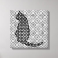 Chat japonais - Kimono noir et blanc