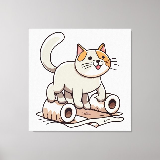 Toile Chat Jouant avec du Papier Toilette (Recto)