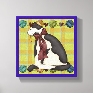Toile Chat Kitty sur Plaid