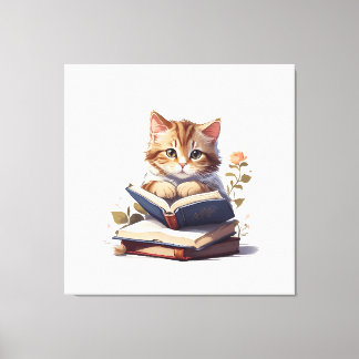 Toile Chat lecture d'un livre