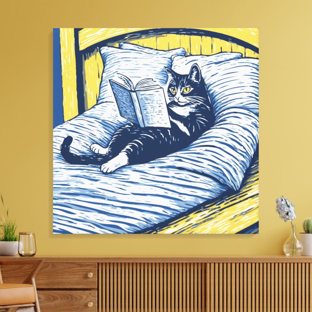 Toile chat lisant (Insitu(Salon))