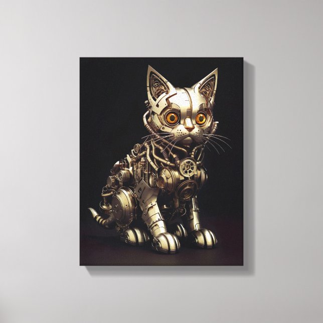 Toile Chat mécanique : Un Chat en métal Steampunk (Recto)