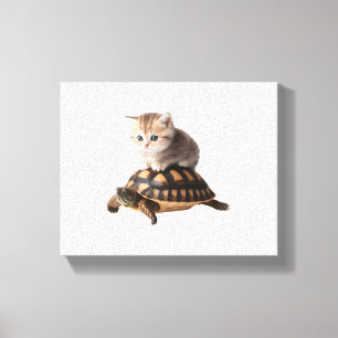 Toile chat mignon sur tortue