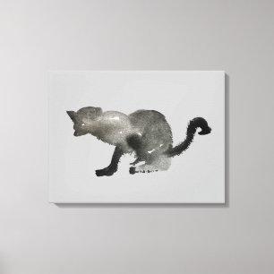Toile Chat monochrome couleur noir