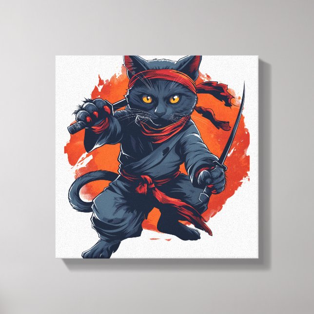 Toile Chat Ninja Discrétion (Recto)