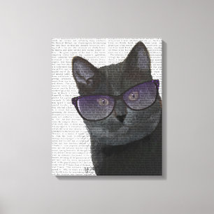 Toile Chat noir avec lunettes de soleil