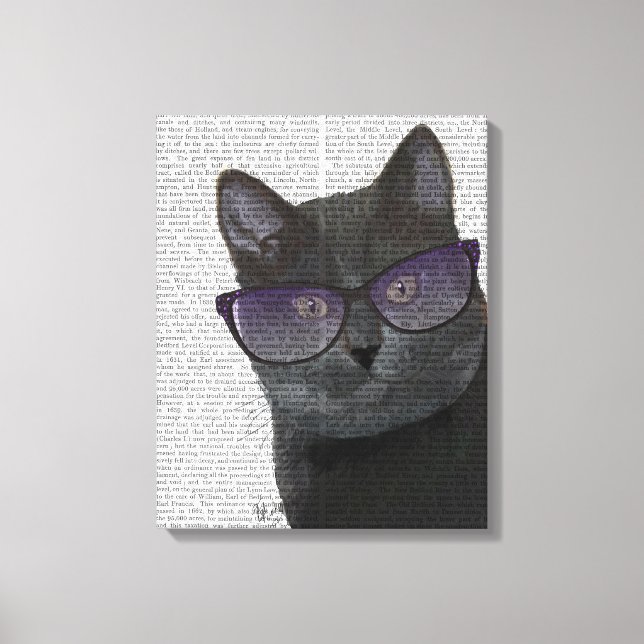 Toile Chat noir avec lunettes de soleil (Recto)