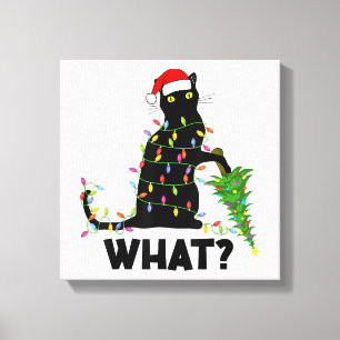Toile Chat Noir Drôle Poussant Arbre De Noël Sur Chat Ch