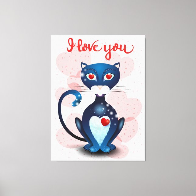 Toile Chat noir en amour (Recto)