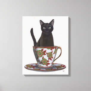 Toile Chat noir en Teacup