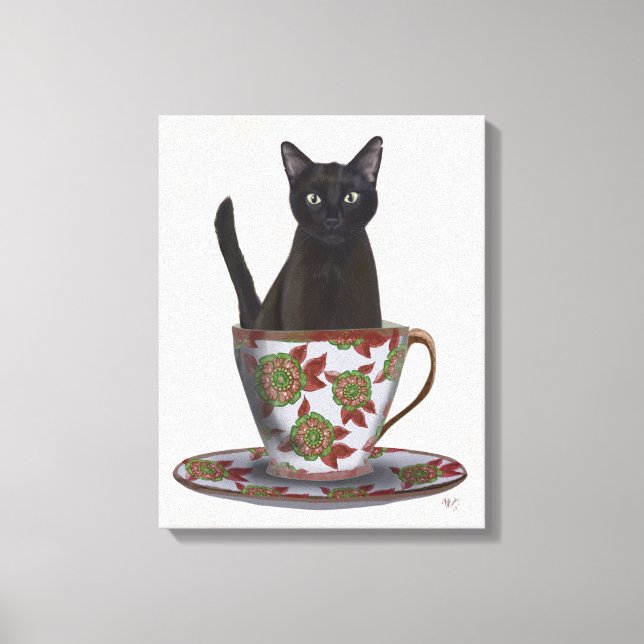 Toile Chat noir en Teacup (Recto)