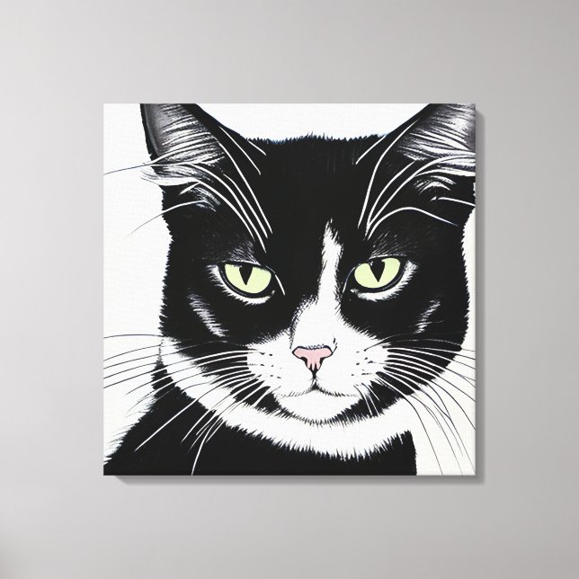 Toile Chat noir et blanc (Recto)
