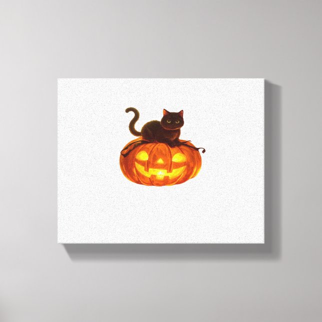 Toile Chat noir et Citrouille - Halloween magique Éffray (Recto)
