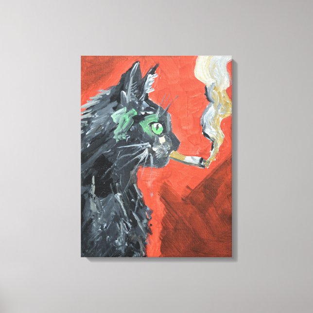 Toile Chat noir fumeur Edgy (Recto)