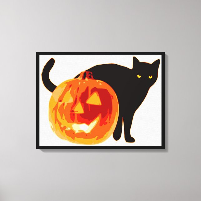 TOILE CHAT NOIR HALLOWEEN ET CITROUILLE (Recto)
