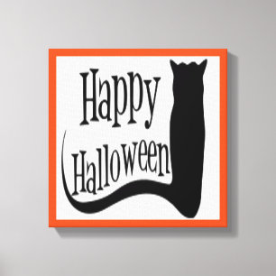 TOILE CHAT NOIR "HAPPY HALLOWEEN"