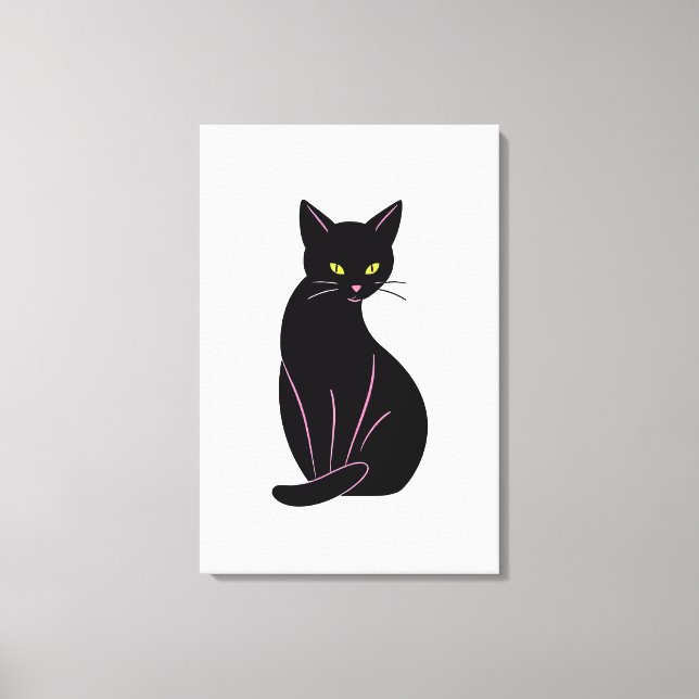 Toile Chat noir Illustration minimale (Recto)