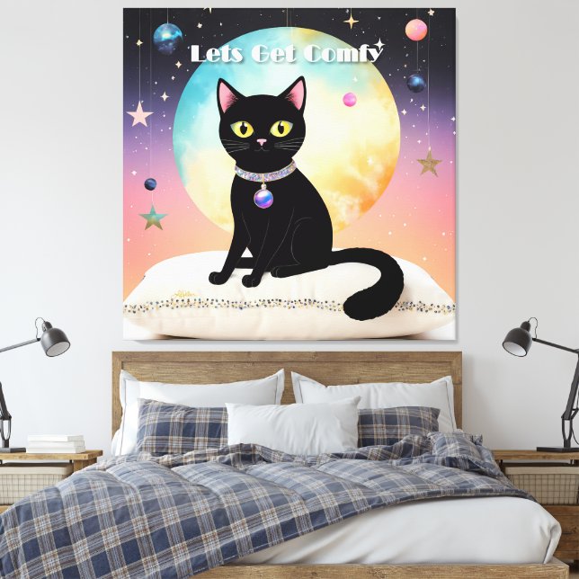 Toile Chat Noir - Installons-Nous Confortablement (Insitu(Chambre))