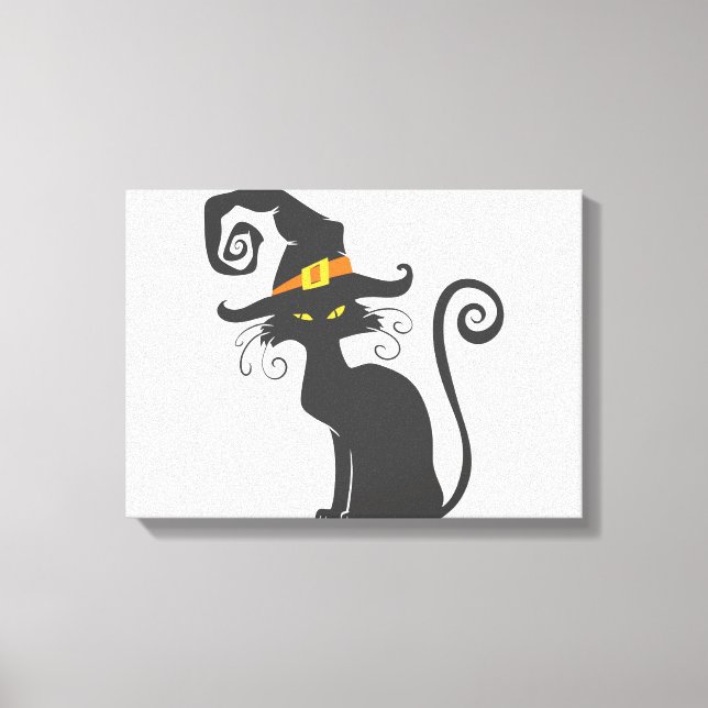Toile Chat noir mignon dans un casquette sorcier - Chois (Recto)