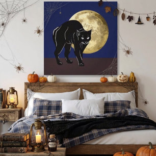 Toile Chat noir rôdant Halloween dans une nuit de pleine