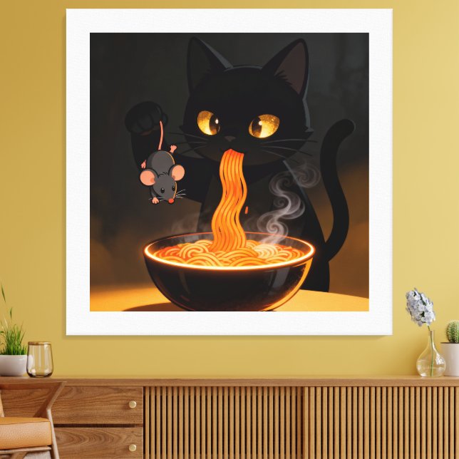 Toile Chat Obsidienne & Souris Audacieuse – Fête de Rame (Insitu(Salon))