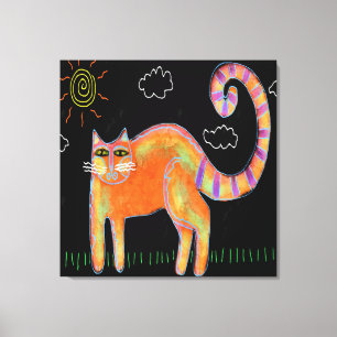 Toile Chat orange au soleil Peinture Abstraite