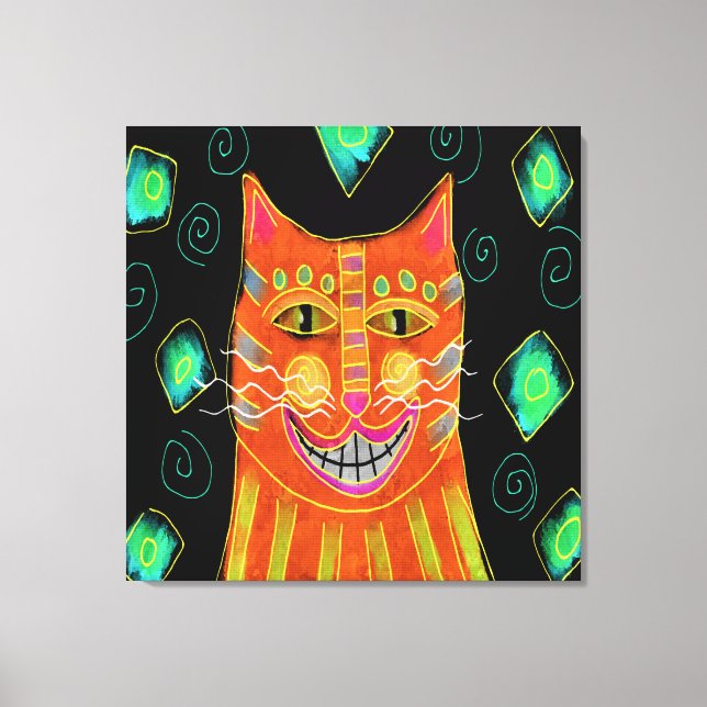 Toile Chat orange souriant peinture Abstraite (Recto)