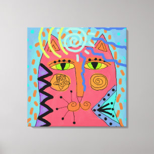 Toile Chat psychédélique peinture Abstraite