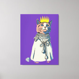 Toile Chat royal en couronne et robe Graphisme Pop Art v
