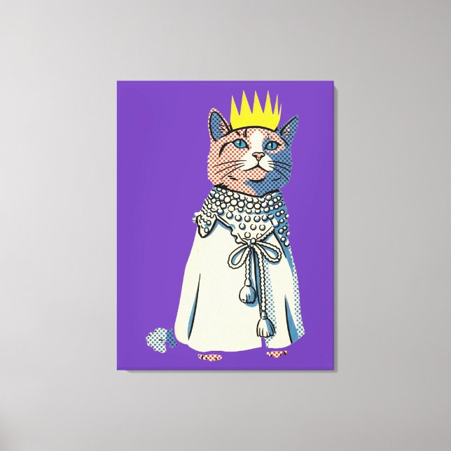 Toile Chat royal en couronne et robe Graphisme Pop Art v (Recto)
