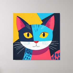 Toile Chat stylisé moderne - Art graphique plat