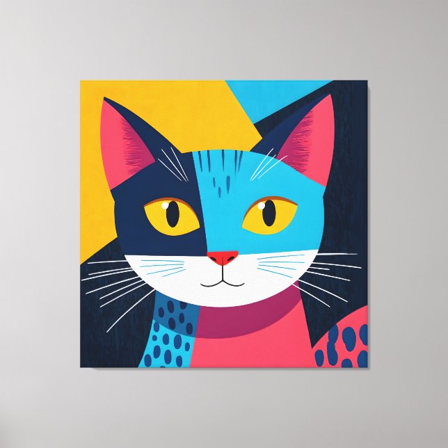 Toile Chat stylisé moderne - Art graphique plat (Recto)