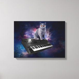 Toile Chat sur synthétiseur dans l'espace