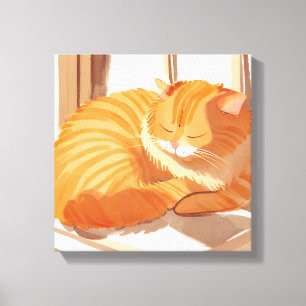 Toile Chat Tabby orange   Peinture aquarelle