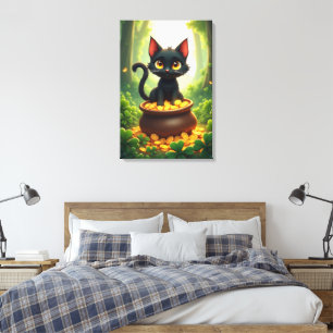 Toile Chat Whimsical dans un pot d'or